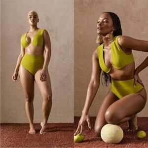 Andrea Iyamah Olive Green High-Waist Underwire Bikini